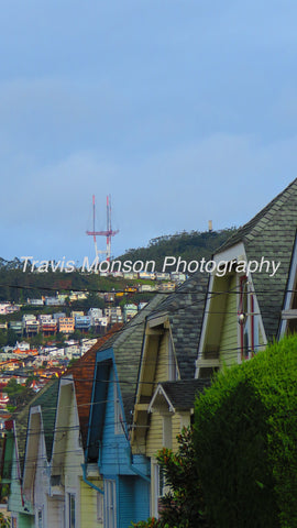 Sutro Tower and Row of Houses in Ingleside